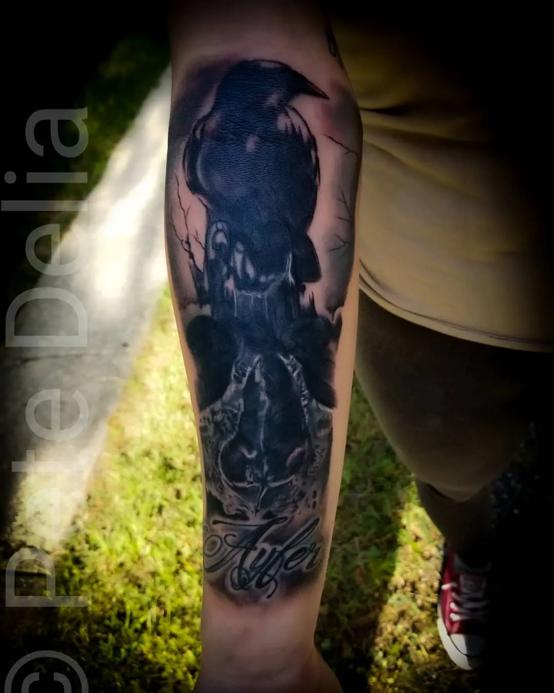 Tattoo by Pete Delia at Fallen Raven Tattoo Studio