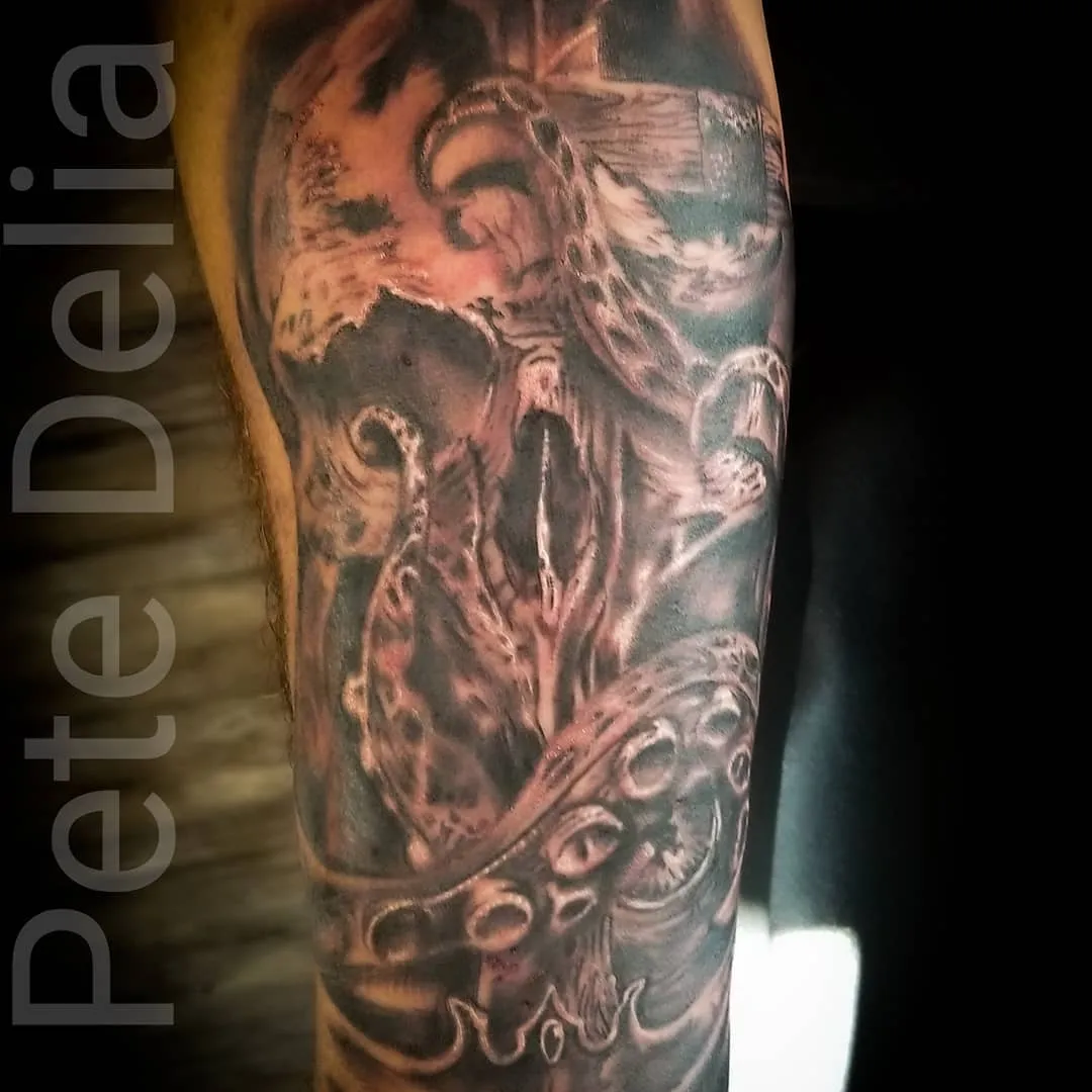 Tattoo by Pete Delia at Fallen Raven Tattoo Studio